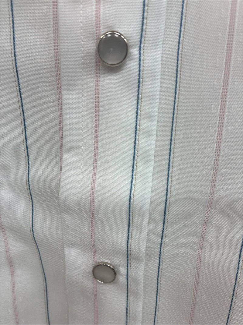 New Men’s H Bar C White Stripe Long Sleeve Pearl Snap Large T-83