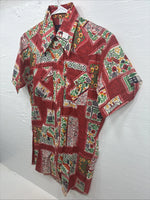 New Men’s Panhandle Slim Red Designed Short Sleeve Pearl Snap 15 Medium T-85
