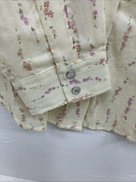 New Kids White Horse Yellow Floral Long Sleeve Pearl Snap Medium CC-110
