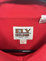 New Men’s ELY Cattleman Red Simple Long Sleeve Pearl Snap 18.5 X 35 2XL K-94