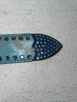 New Blue Genuine Leather 3-D Belt Blue Bling 32” Belt #677 Z-3