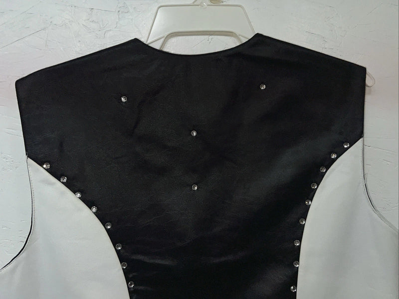 New Women’s 1849 Authentic Ranchwear Black White Western Vest XL #2929 UU-35