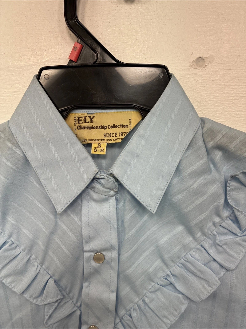 New Women’s ELY Champion Blue Long Sleeve Pearl Snap Size Small TT-135