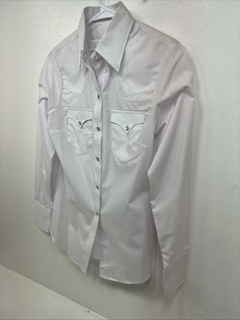 New Women’s Mesquite White Long Sleeve Pearl Snap Size 32 MM-12