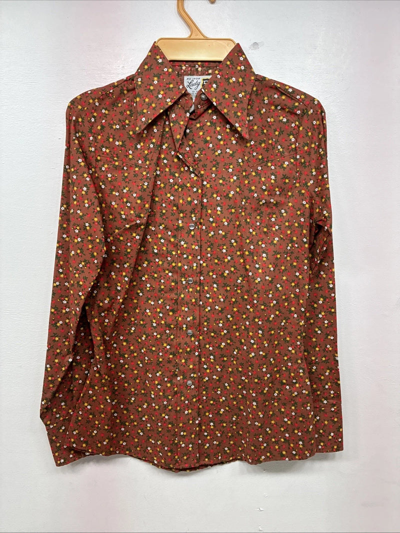 New Women’s Dickson Jenkins Floral Long Sleeve Pearl Snap Size 32 MM-50