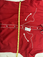 New Women’s White Horse Red Design Long Sleeve Pearl Snap Size Large YY-17