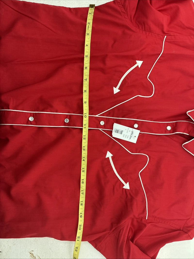 New Women’s White Horse Red Design Long Sleeve Pearl Snap Size Large YY-17