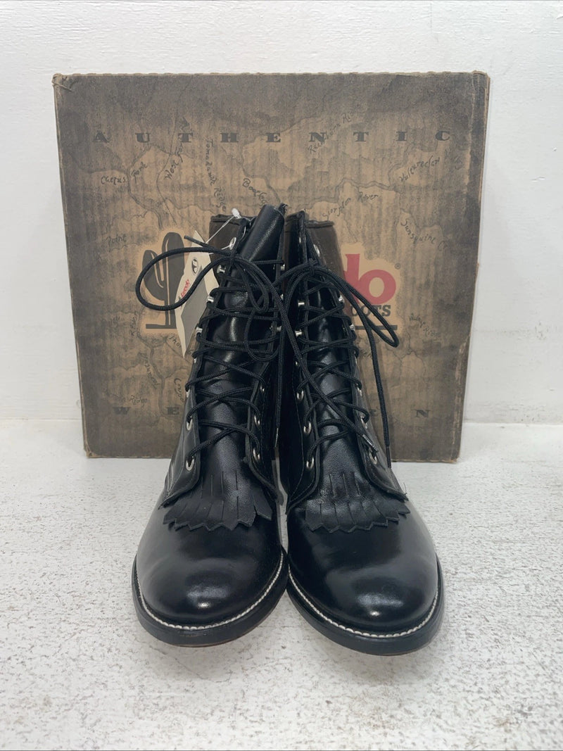 New Men’s Black Lace Up Laredo Cowboy Boots. 1220 7.5 7 1/2 E E. 1-63