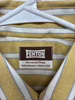 New Men’s Fenton Yellow Stripe Long Sleeve Pearl Snap 16 Large CC-69