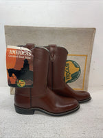 New Youth Brown Texas Brand Cowboy Boots. 3202 4 D. 22-121