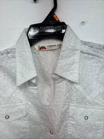 New Women’s Cumberland White Cheetah Print Long Sleeve Pearl Snap Medium LL-65