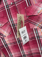 New Women’s Cumberland Pink Plaid Long Sleeve Pearl Snap Medium LL-66