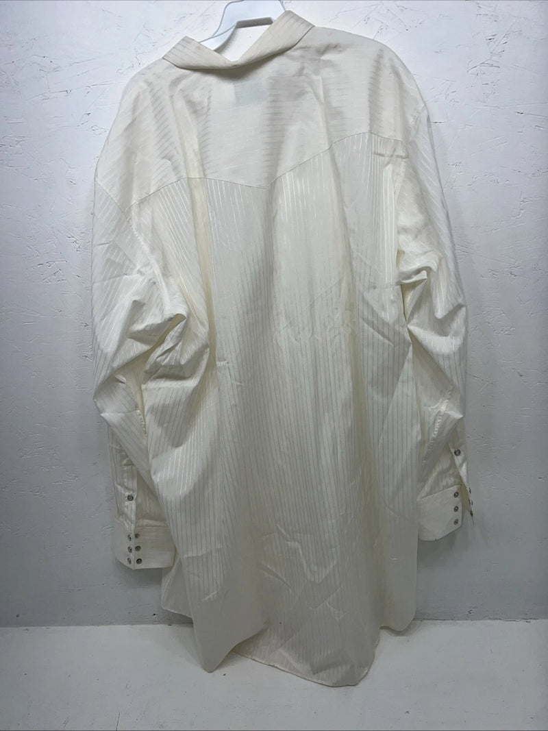 New Men’s White Mesquite Long Sleeve Pearl Snap Shirt. 15x37 Medium Long G-72