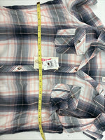 New Women’s Cumberland Pink Purple Plaid Long Sleeve Button Up XL GG-85