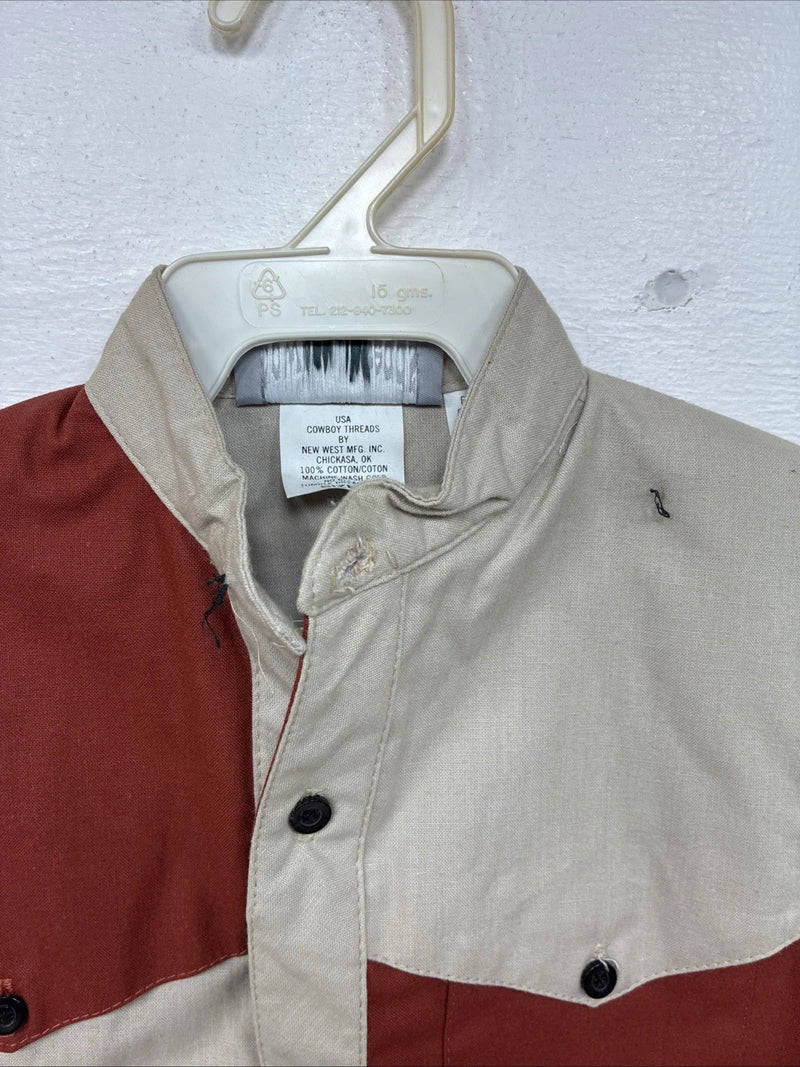 New Kids Cowboy Threads Orange Long Sleeve Button Up Size 5 TT-28