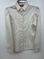 New Women Camlo Rose Multicolor Stripe Long Sleeve Pearl Snap Size 12 YY-104