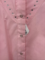 New Women’s White Horse Pink Gem Long Sleeve Pearl Snap Medium II-76