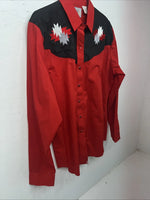 New Women’s Country Charmers Red Black Long Sleeve Button Up Shirt Large 3B-78