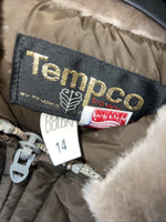 New Women’s Tempco Brown Puffer Coat 14 Wool Neck #1780 UU-13