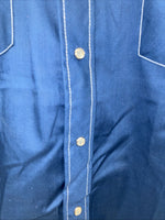 New Men’s Stockman Blue Long Sleeve Pearl Snap 15 X 33 Medium AA-3