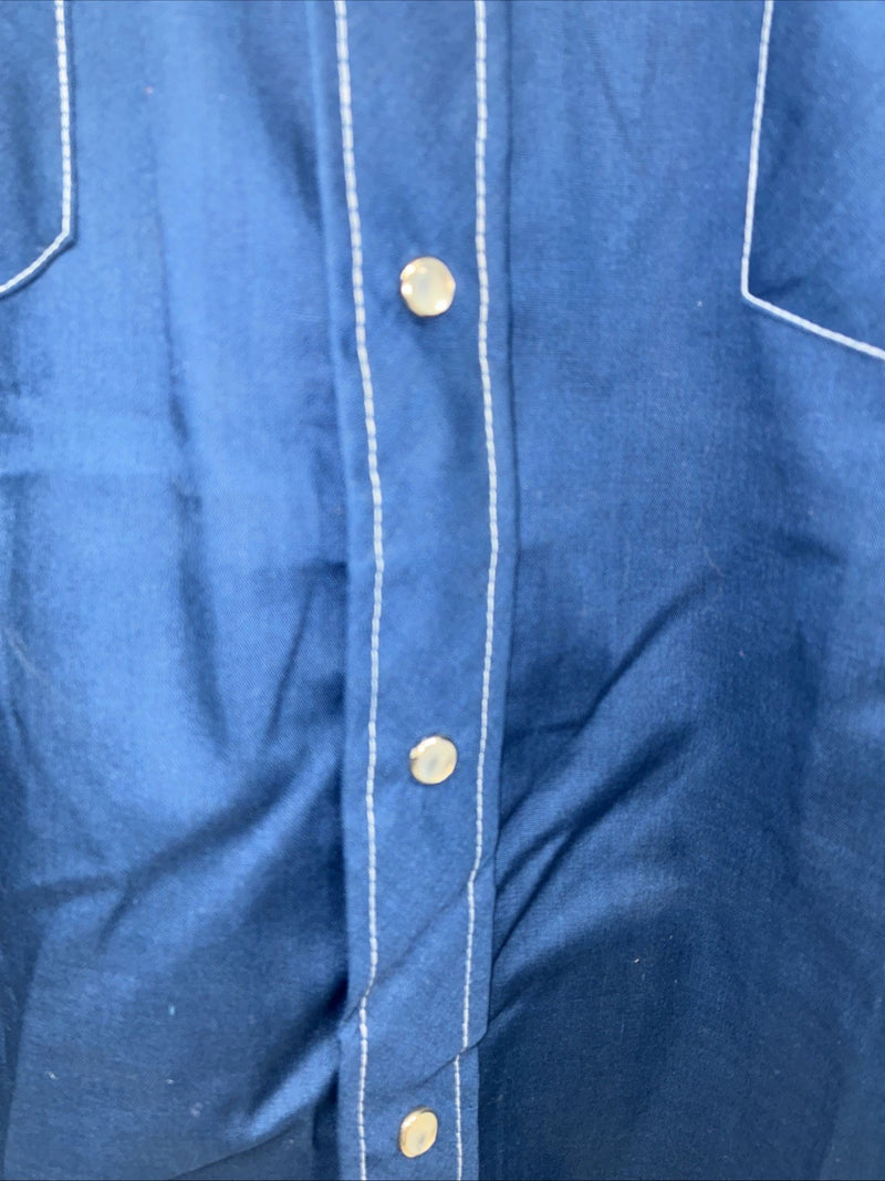 New Men’s Stockman Blue Long Sleeve Pearl Snap 15 X 33 Medium AA-3
