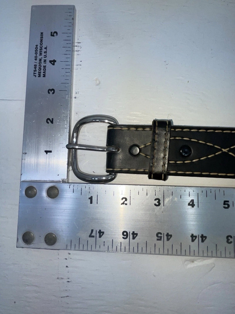 New Black Genuine Leather Stitched 32” Belt #2021 JJ-13