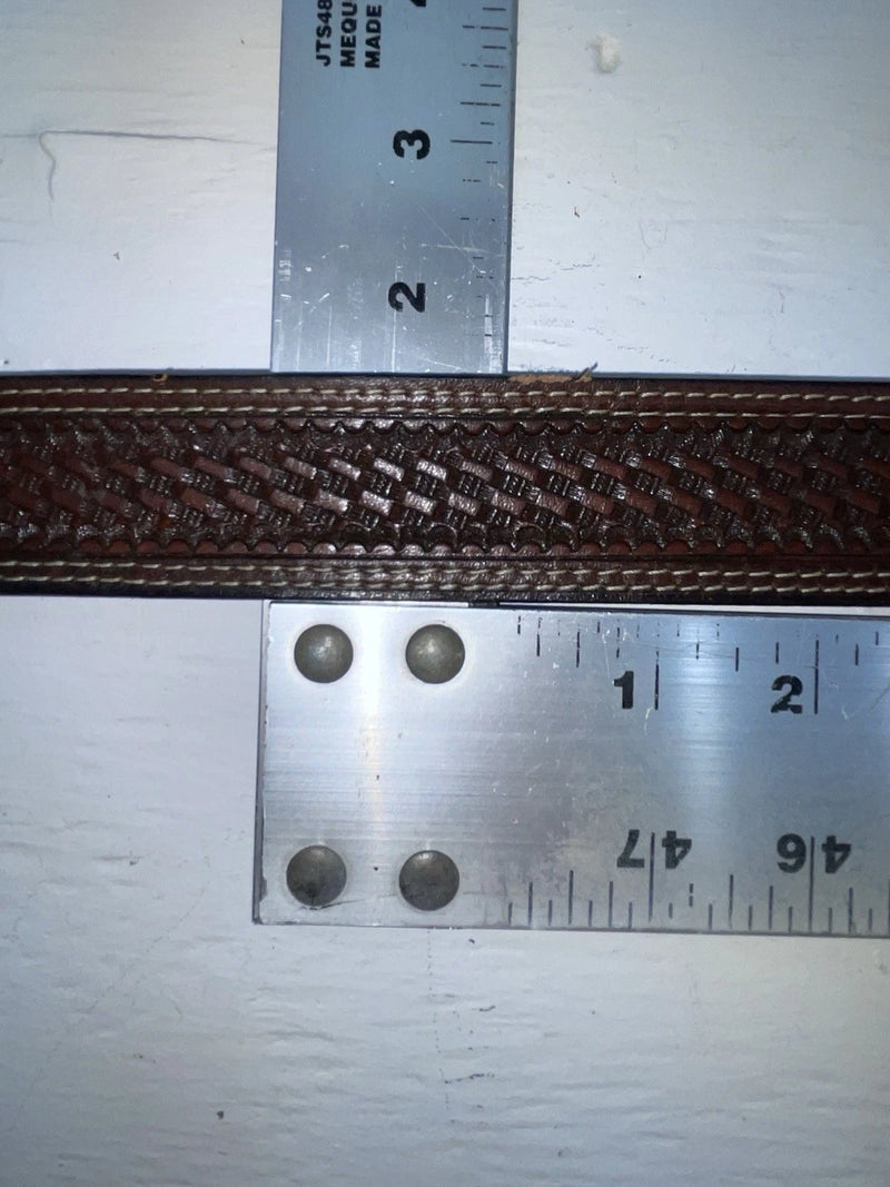 New Brown Genuine Leather Tooled 34” Belt #CL693 Z-163