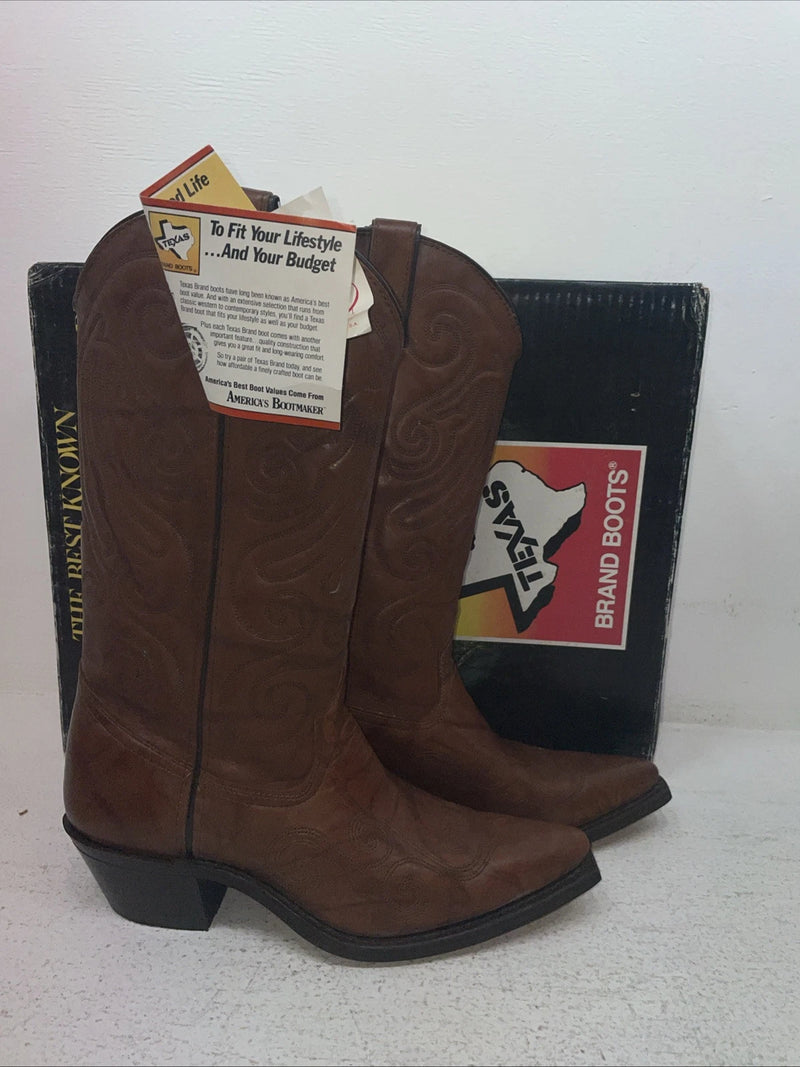 New Men’s Brown Texas Brand Cowboy Boots. 6091 8.5 8 1/2 D. 3-110