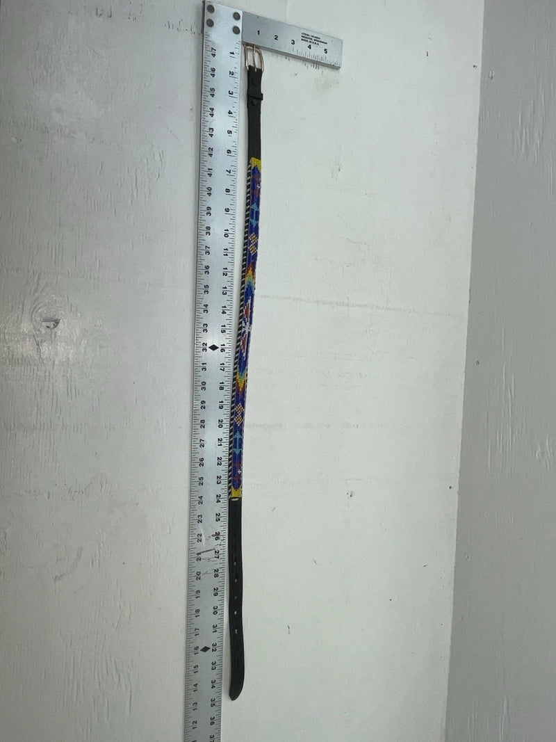 New Black Genuine Leather Beaded 30” Belt JJ-135