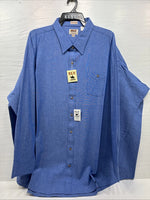 New Men’s ELY Cattleman Blue Long Sleeve Button Up 20.5 X 36 4XL E-66