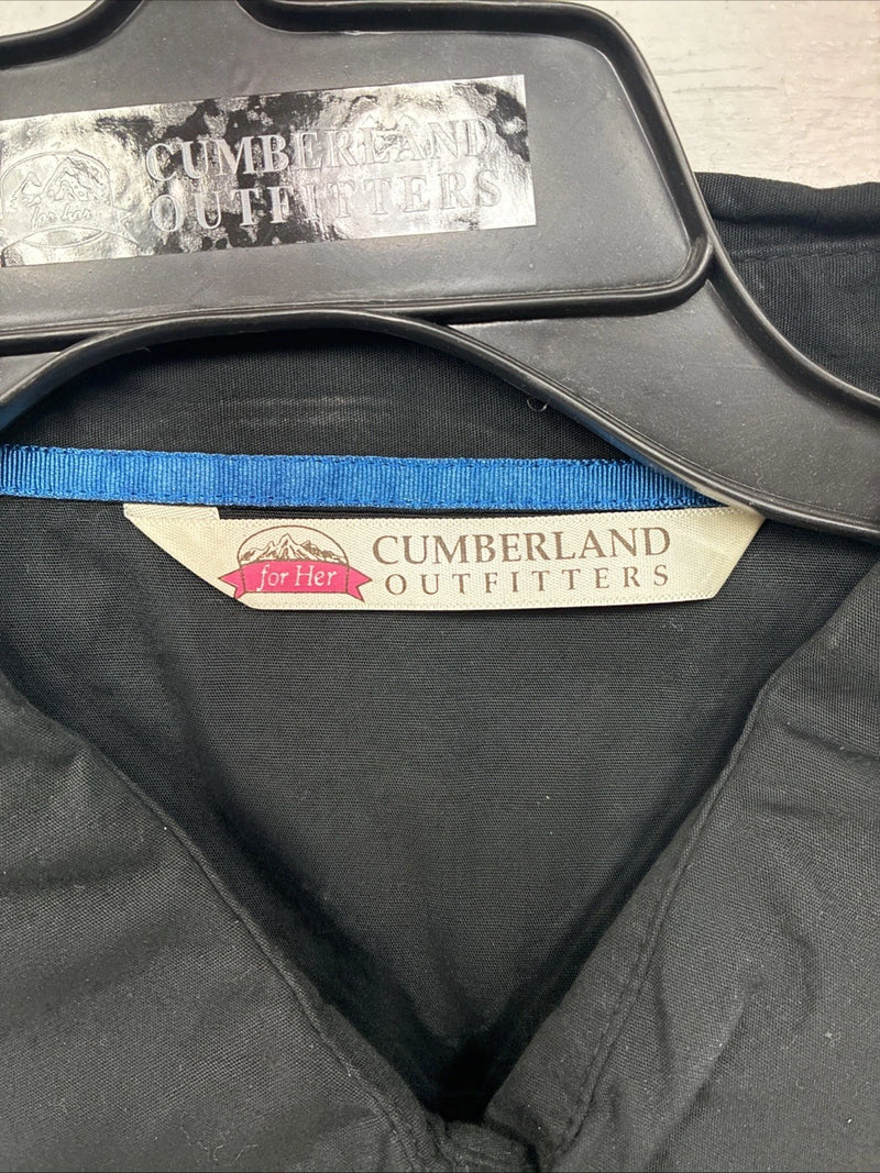 New Women’s Cumberland Black Blue Design Long Sleeve Pearl Snap 3XL II-3