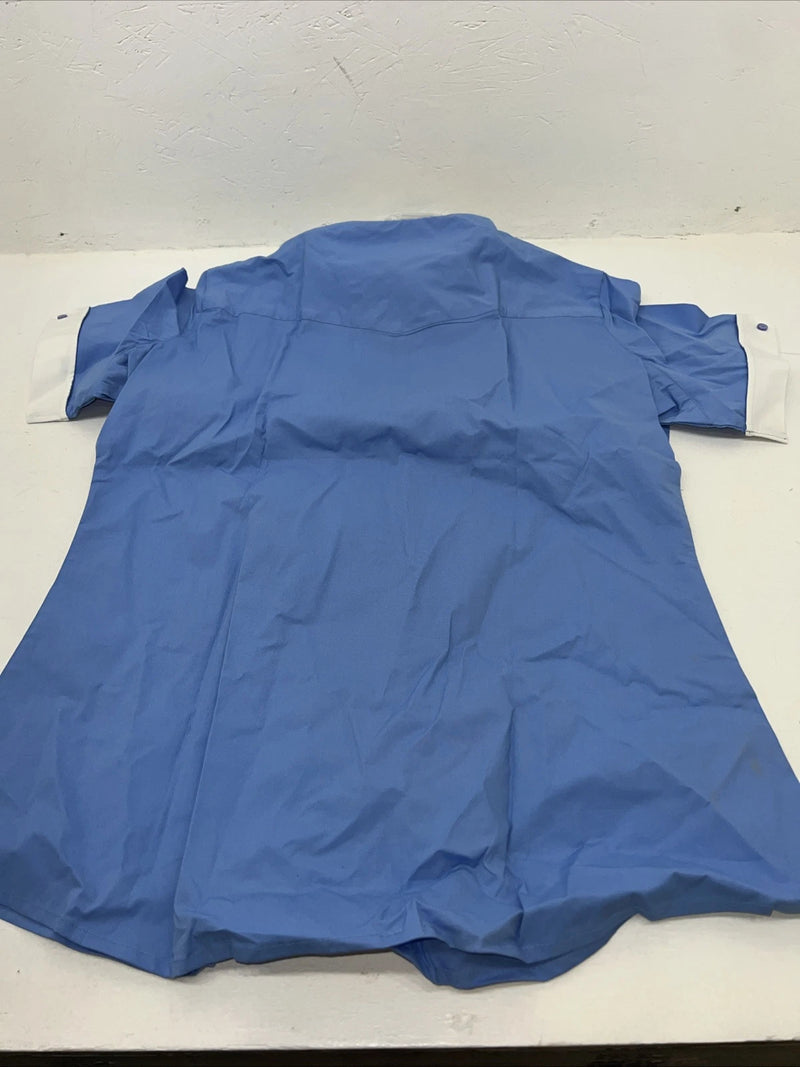 New Women’s Blue And White Ovation Short Sleeve English Shirt. 18 G-55