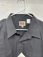 New Men’s ELY Cattleman Western Black Short Sleeve Pearl Snap 17.5 XL R-61