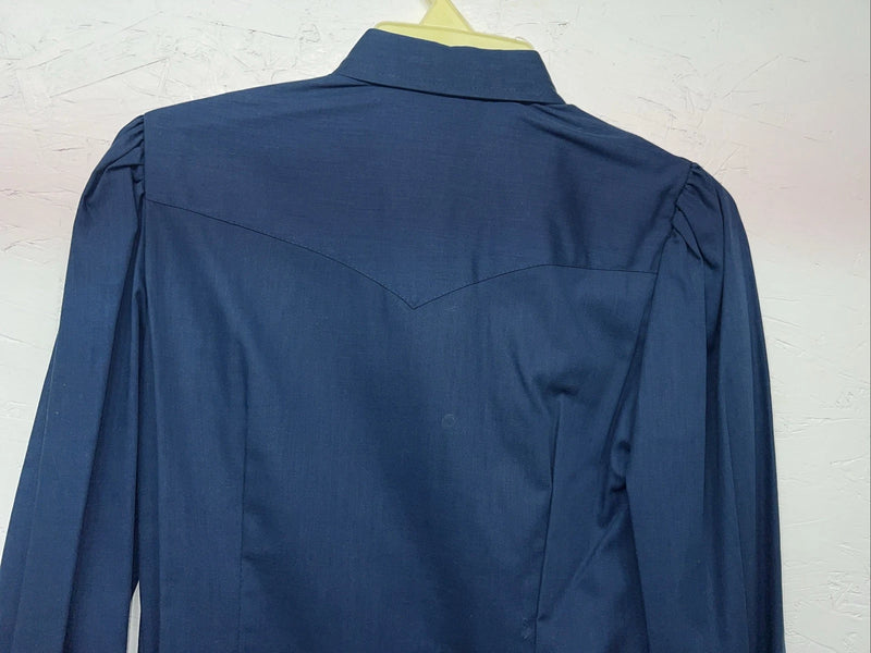 New Women’s HbarC California Ranchwear Navy Strip Long Sleeve Button Up 3B-83