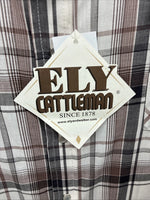 New Men’s ELY Cattleman Multiple Color Flannel Short Sleeve Pearl Snap 4XL E-85