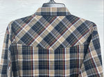 New Men’s ELY Cattleman Brown Blue Plaid Long Sleeve Pearl Snap XLT R-44