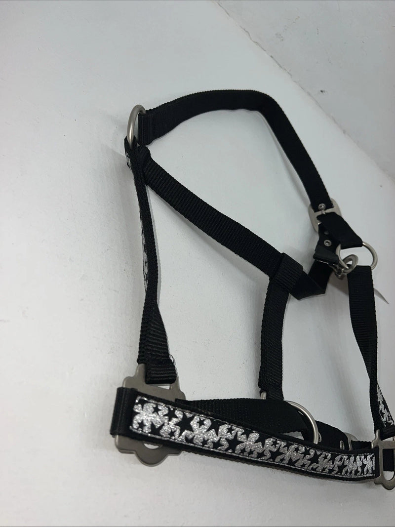 New Tough 1 Black Silver Nylon Star Full Horse Halter #50-2031 3C-7