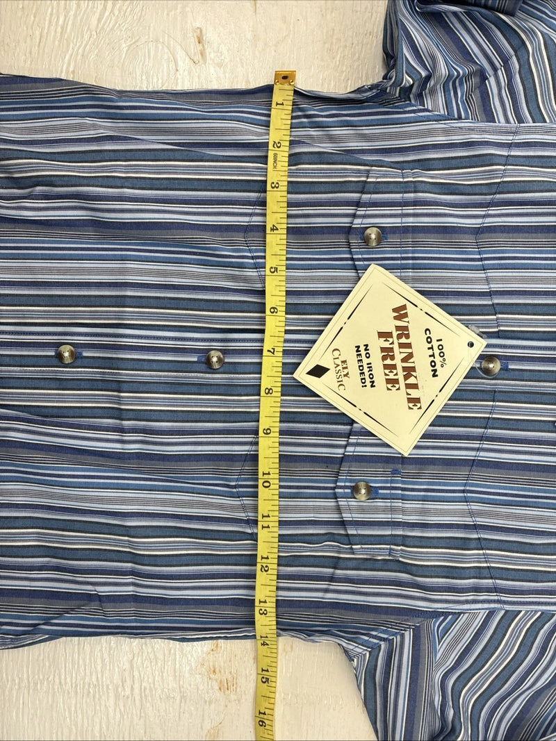 New Kids ELY Classic Blue Stripe Long Sleeve Button Up Small CC-97