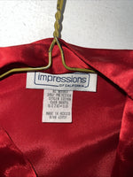 New Women’s Impressions Red Silk Long Sleeve Show Shirt 18 #13198 UU-42