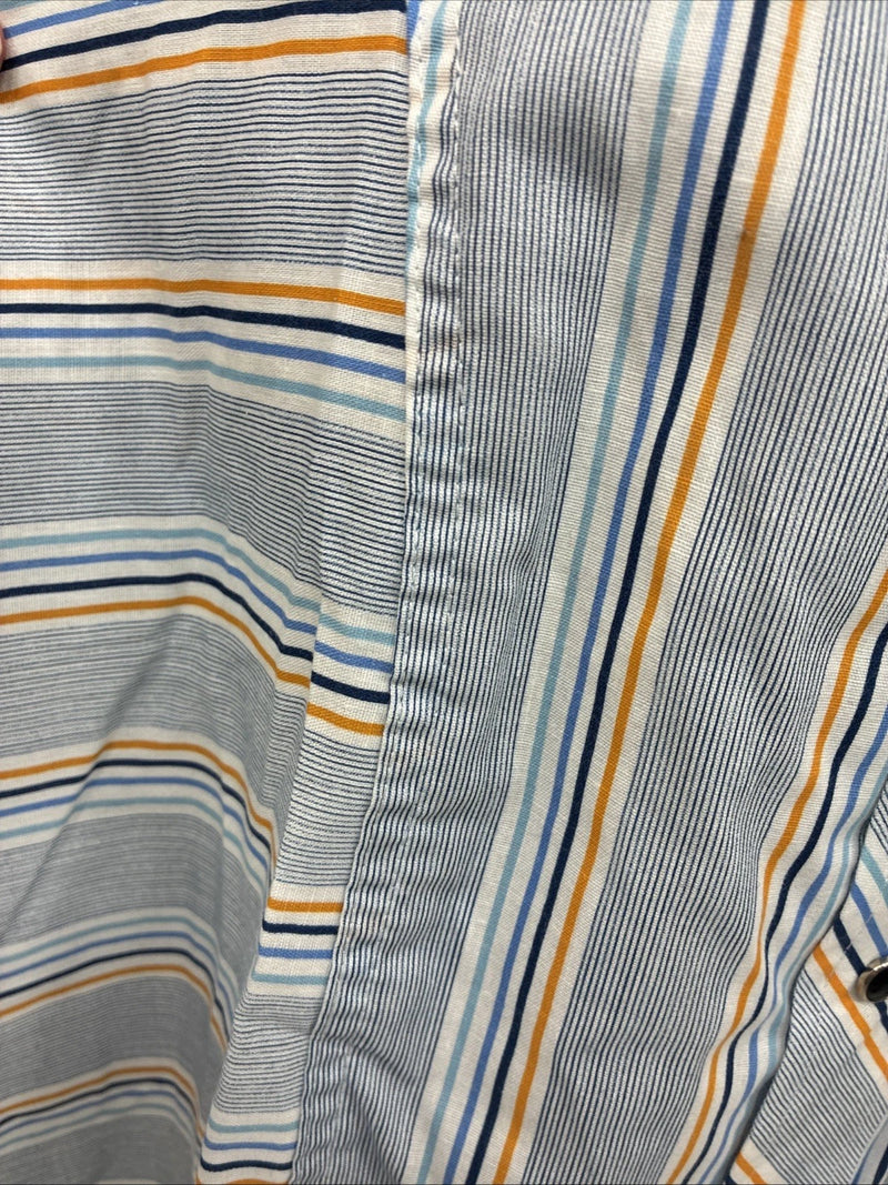 New Men’s Tem Tex Blue Stripe Long Sleeve Pearl Snap 16 X 33 Large R-16