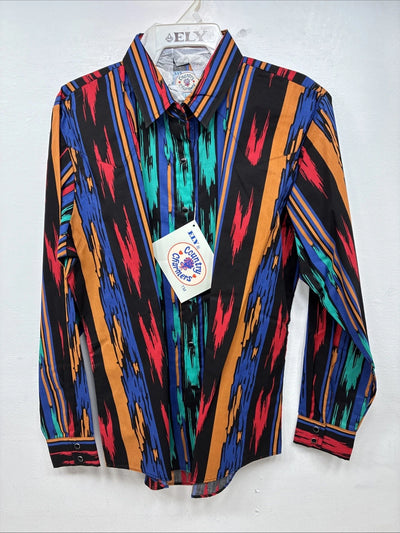 New Women’s Country Charmer Multicolor Design Long Sleeev Pearl Snap Large MM-73