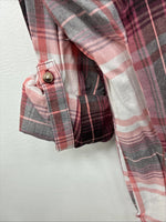 New Women’s Cumberland Pink Plaid Design Long Sleeve Pearl Snap Large II-105