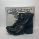 New Men’s Black Lace Up American West Cowboy Boots. 6991 12 E W. 10-12