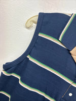 New Women’s Court Blue Stripe Short Sleeve Polo Shirt Medium KK-65