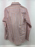 Me Mens Tem Tex Pink Multicolor Stripe Long Sleeve Pearl Snap 16 Large O-45