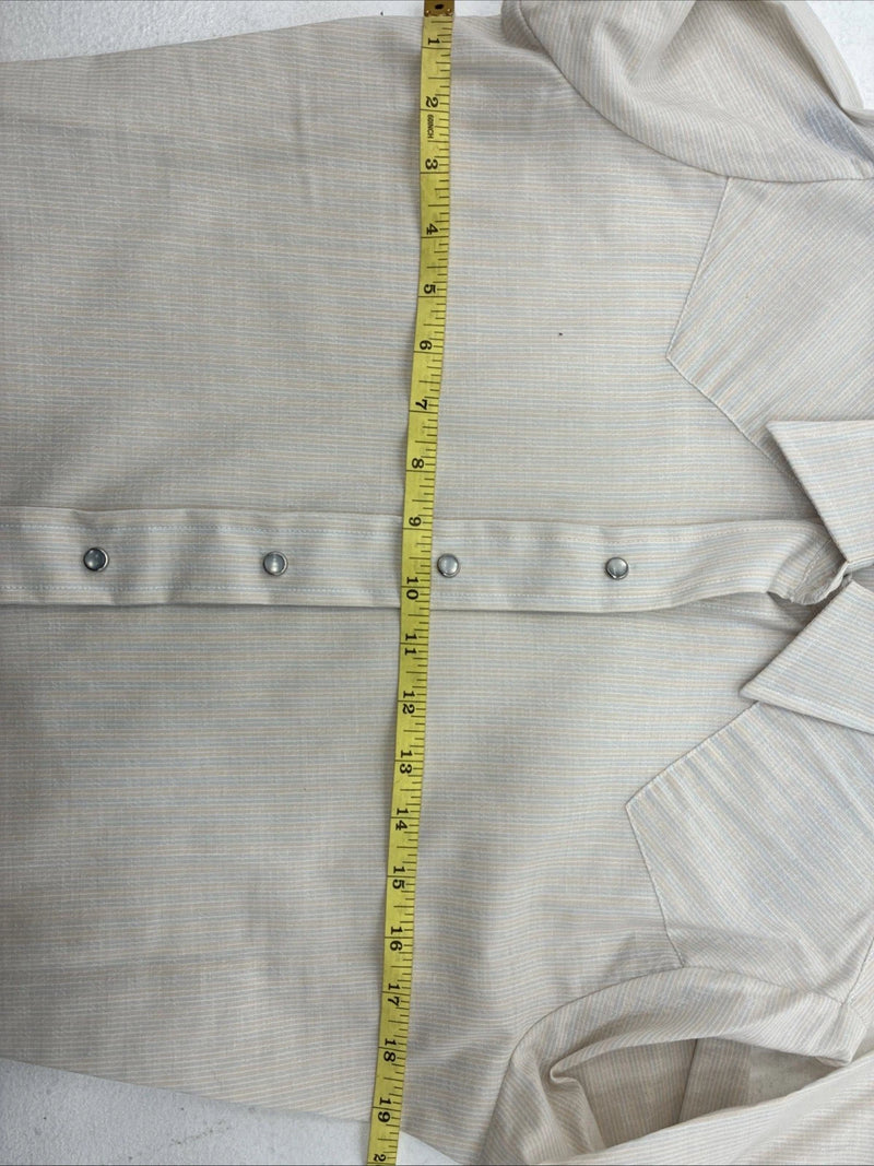 New Kids Panhandle Slim Tan Stripe Long Sleeve Pearl Snap Size 12 DD-104