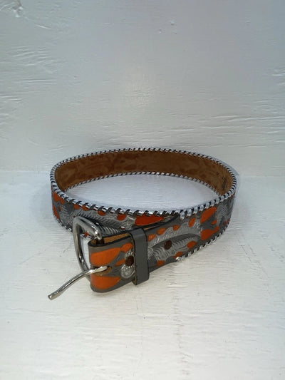 New Gray Genuine Leather Kentucky Orange Tooled 30” Belt #82005 JJ-166