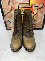 New Women’s Brown Lace Up Cowboy Boots. 4474 7.5 7 1/2 M. 17-64