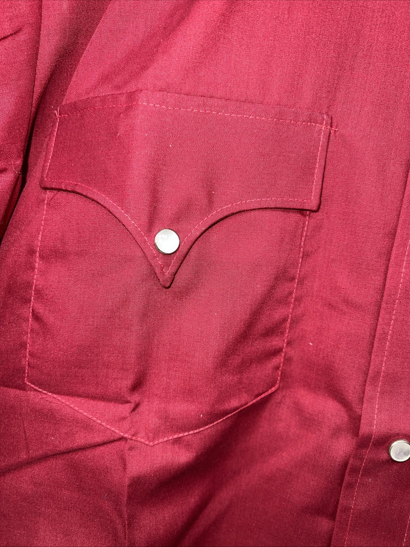 New Men’s Karman Western Wear Red Long Sleeve Pearl Snap 15 X 33 Medium A-187