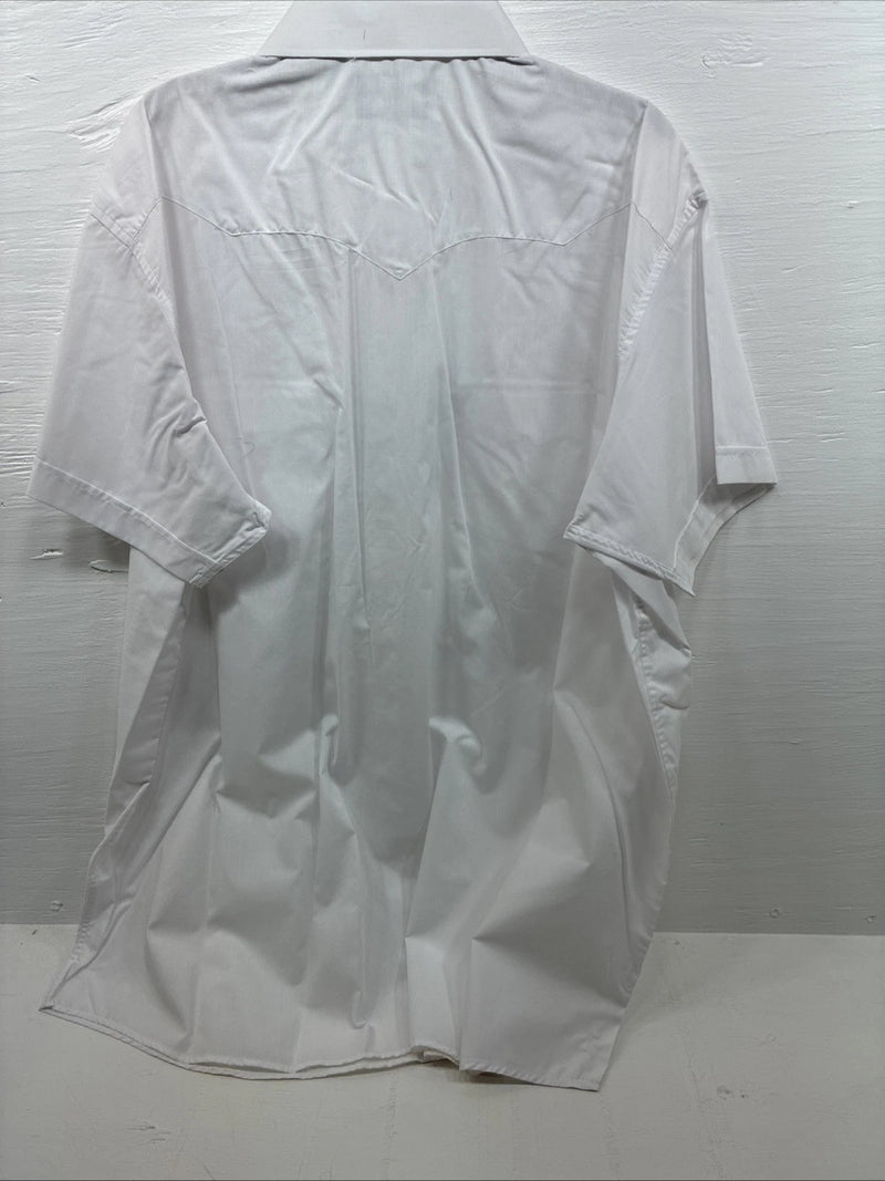 New Men’s White Horse White Short Sleeve Pearl Snap 4XL E-101